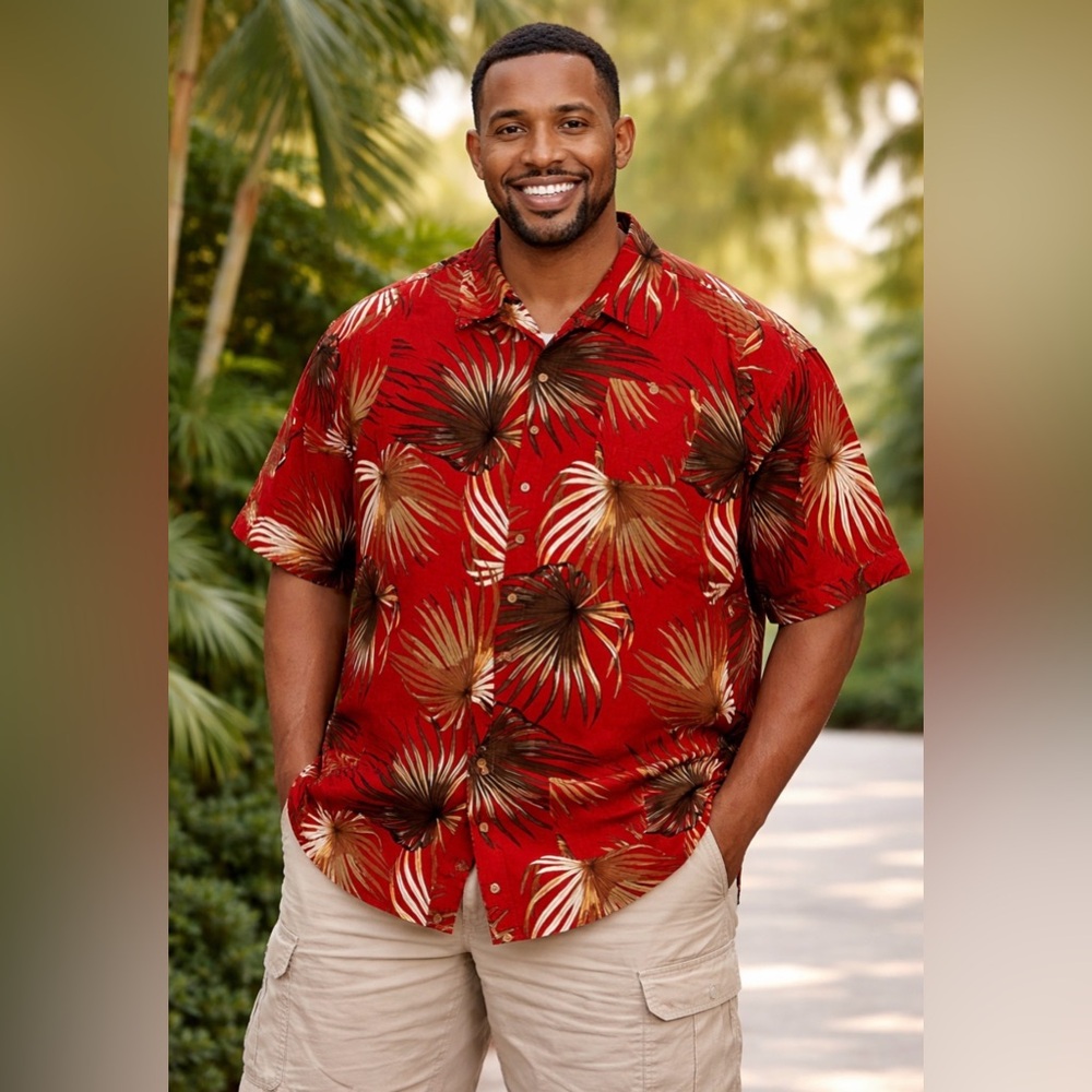 T.N.L. MODE Men's Shirt Size 2XL Hawaiian Tropical Vacation Button Down